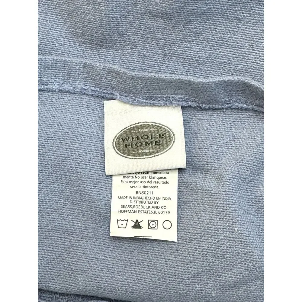 Pillow Sham Whole Home 100% Cotton Blue Embroidered 21x21
